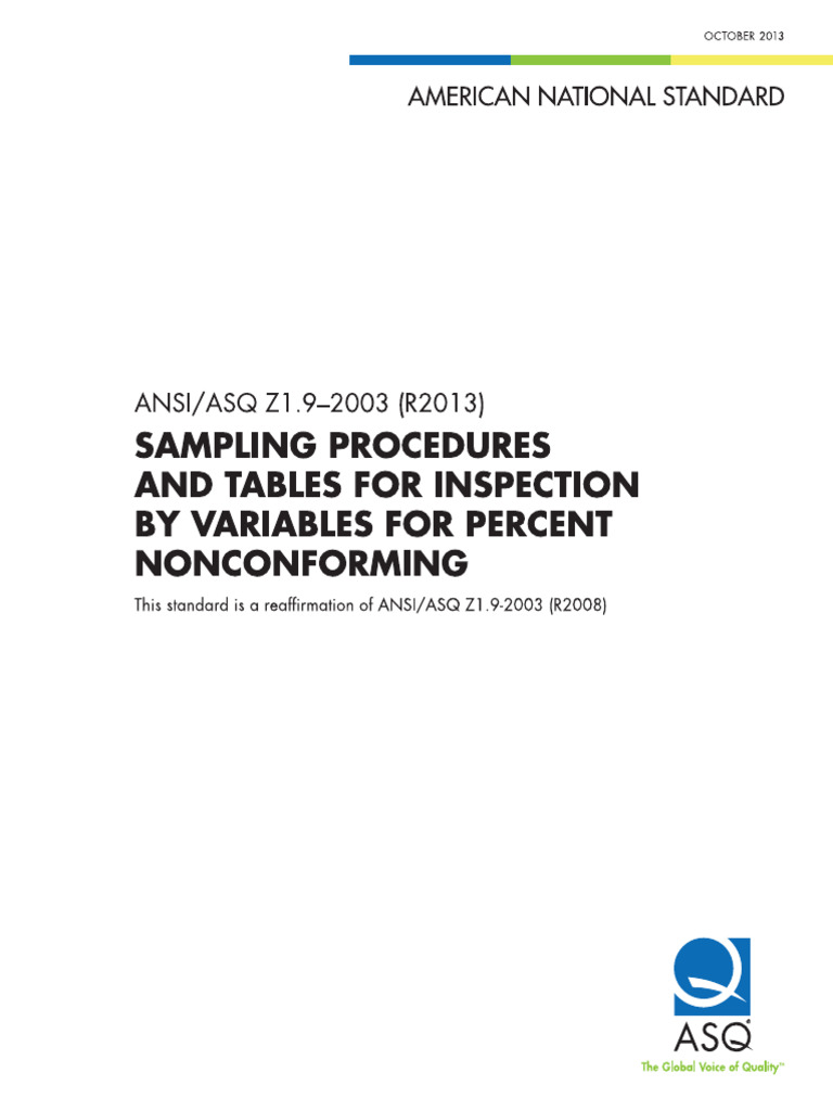ANSI ASQ Z 1 9 by Variable PDF