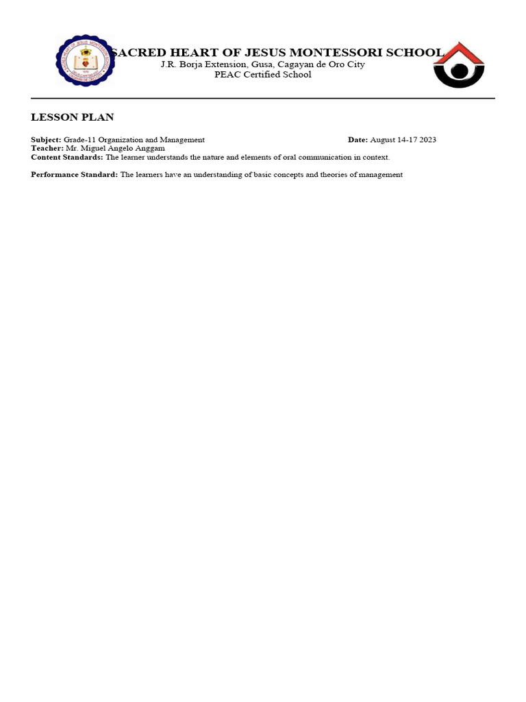Montessori Lesson Plan Overview | PDF | Adolescence | Learning