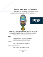 Universidad Mayor de San Andrés: Facultad de Ciencias Económicas Y Financieras Carrera de Administración de Empresas