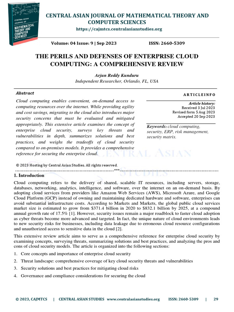 The Perils and Defenses of Enterprise Cloud Computing: A Comprehensive ...