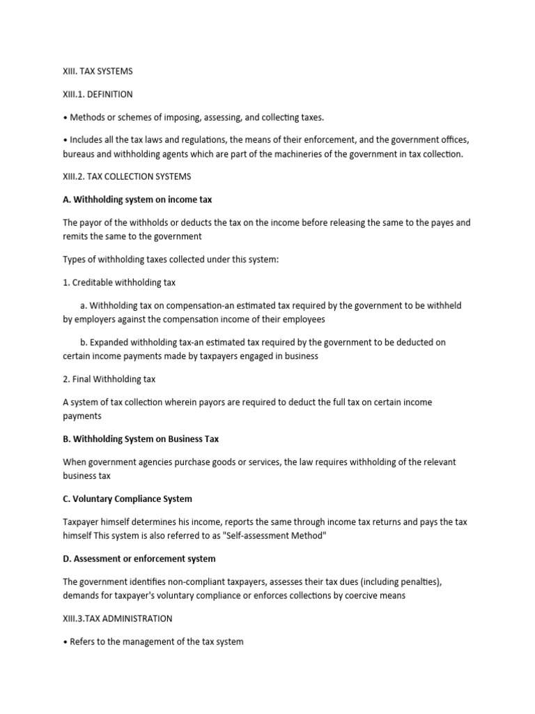 Tax System PDF Taxes Tax