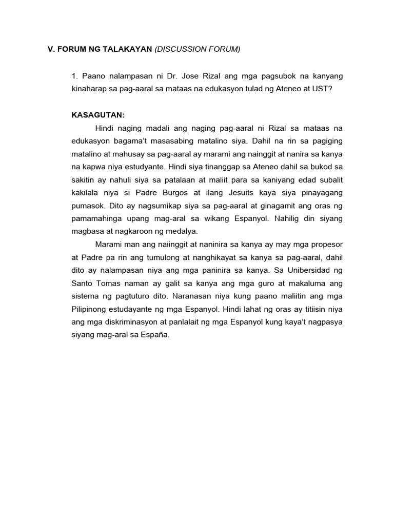 Paano Nalampasan Ni Dr. Jose Rizal Ang Mga Pagsubok Na Kanyang ...