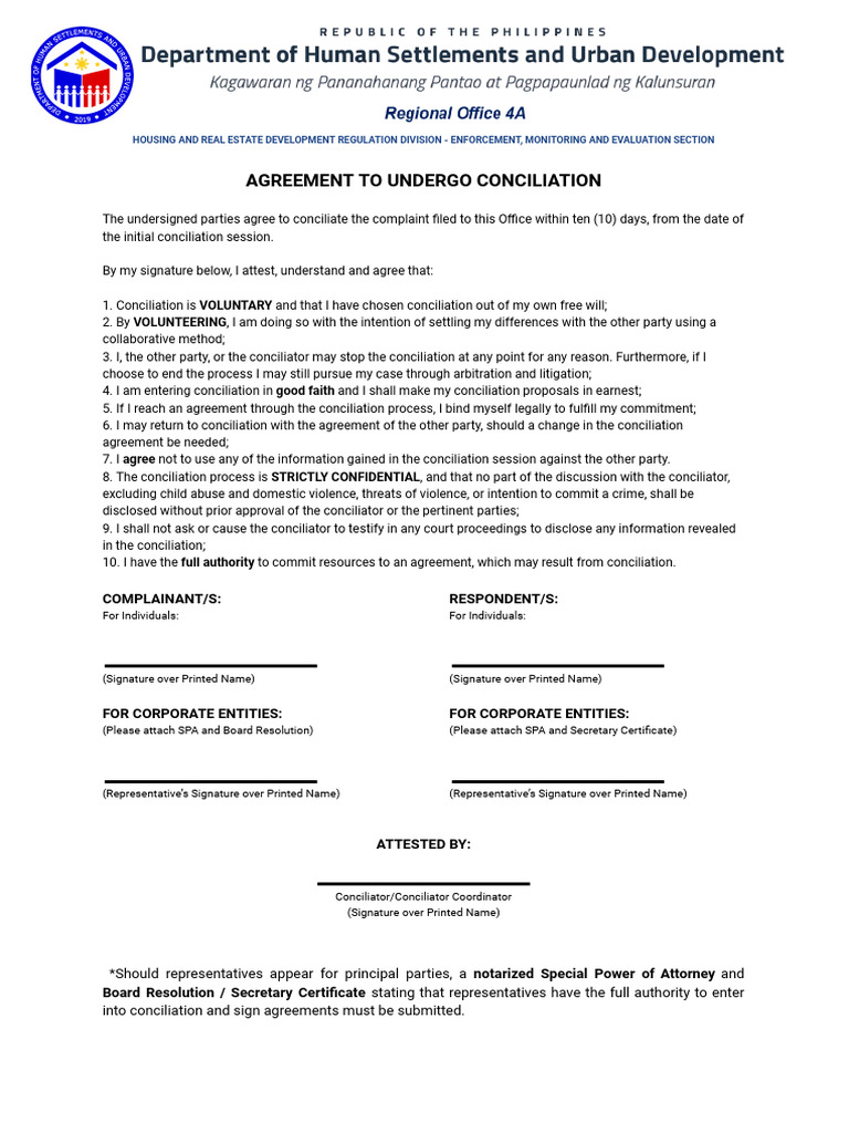 Conciliation Agreement Overview | PDF | Justice | Crime & Violence