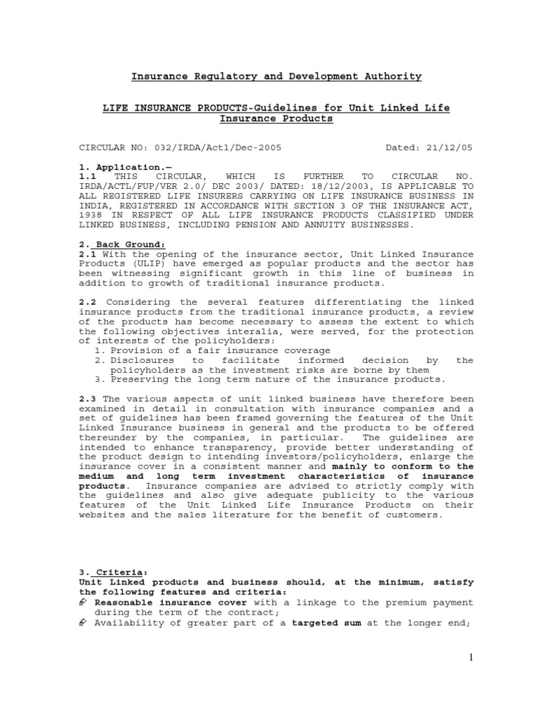 ULIP Guidlines | PDF | Life Insurance | Insurance