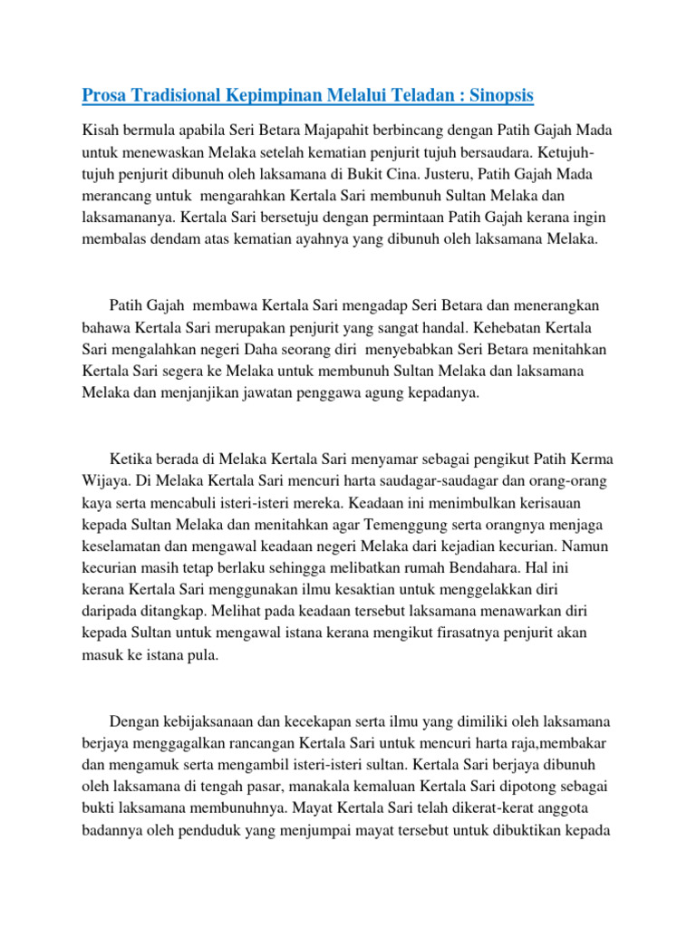 Prosa Tradisional Kepimpinan Melalui Teladan1 | PDF