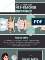 Parent Teacher Conference Education Presentation in Green and White Simple Illustrative Style