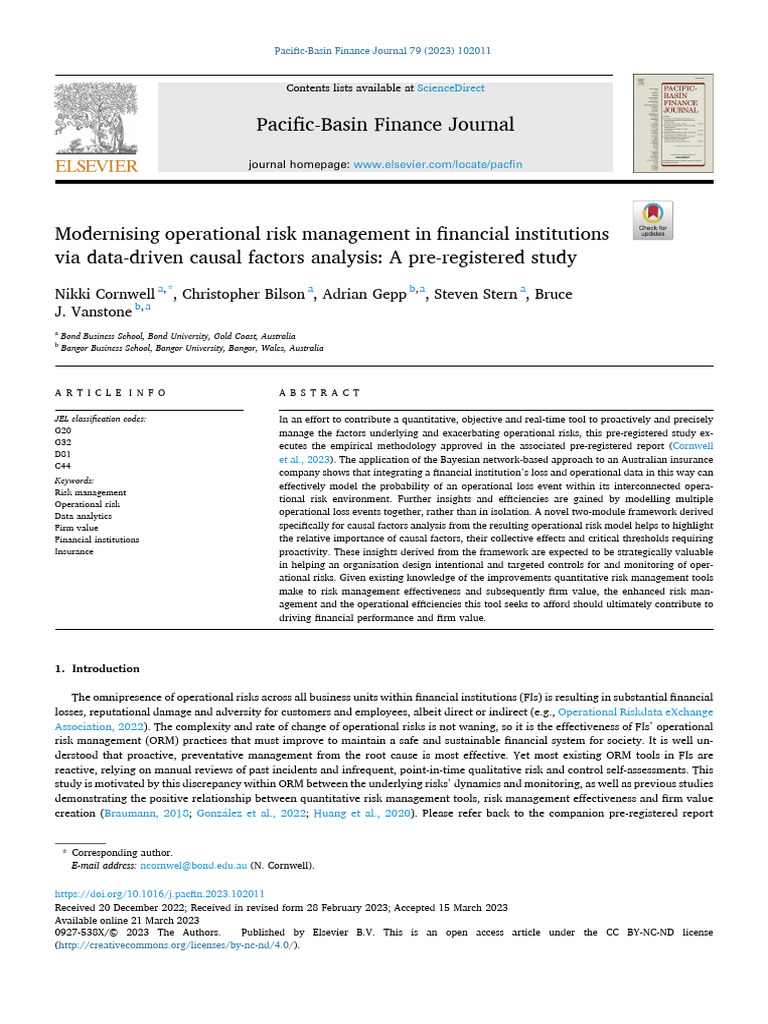 Modernizing Operational Risk Management | PDF | Risk | Bayesian Network
