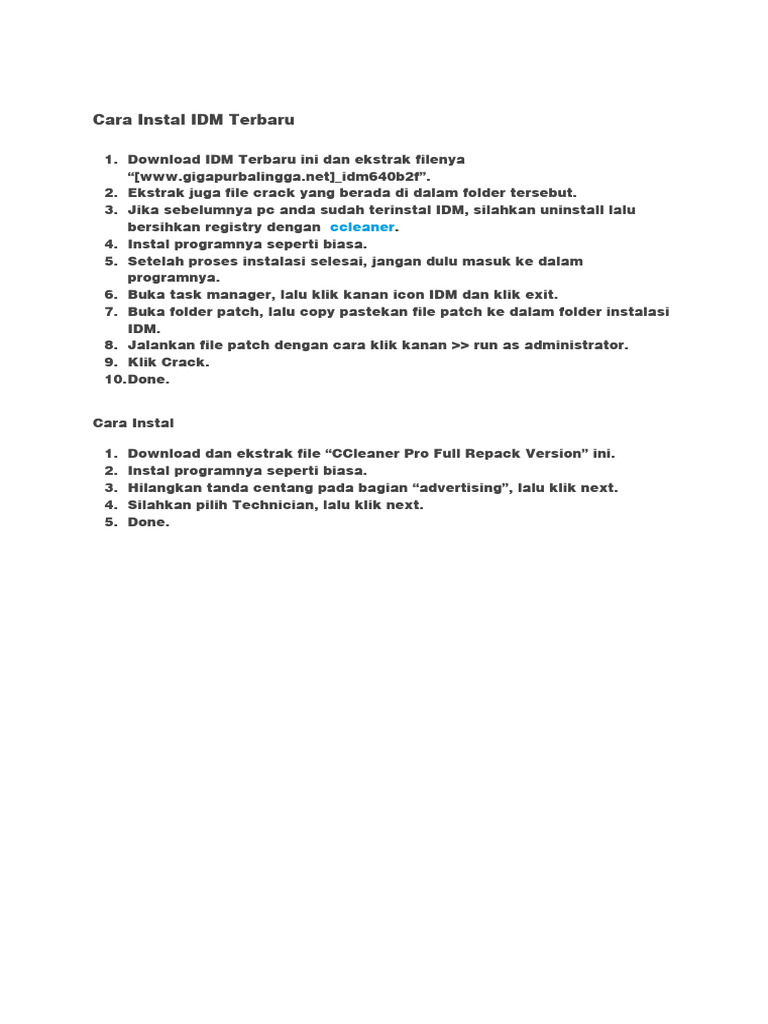 Cara instal idm terbaru pdf