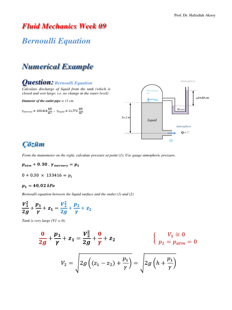 AKM204 (E) Week (09) Numerical Examples | PDF | Pressure | Fluid Dynamics
