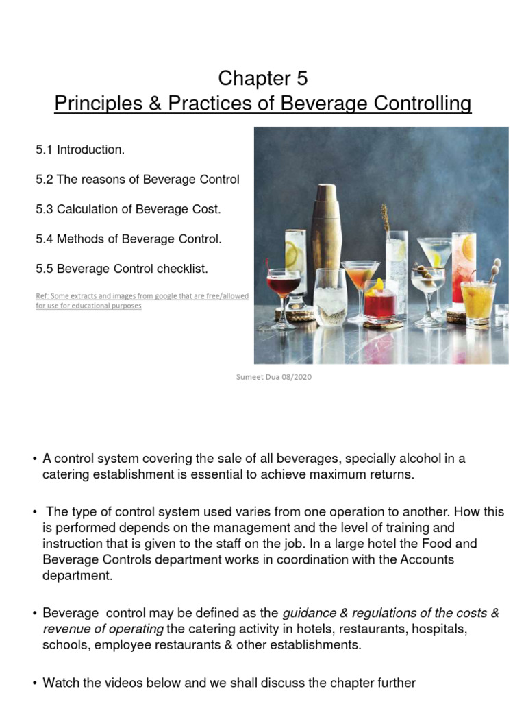 Lesson 4 Food and Beverage Cost Control PDF Inventory Point Of Sale