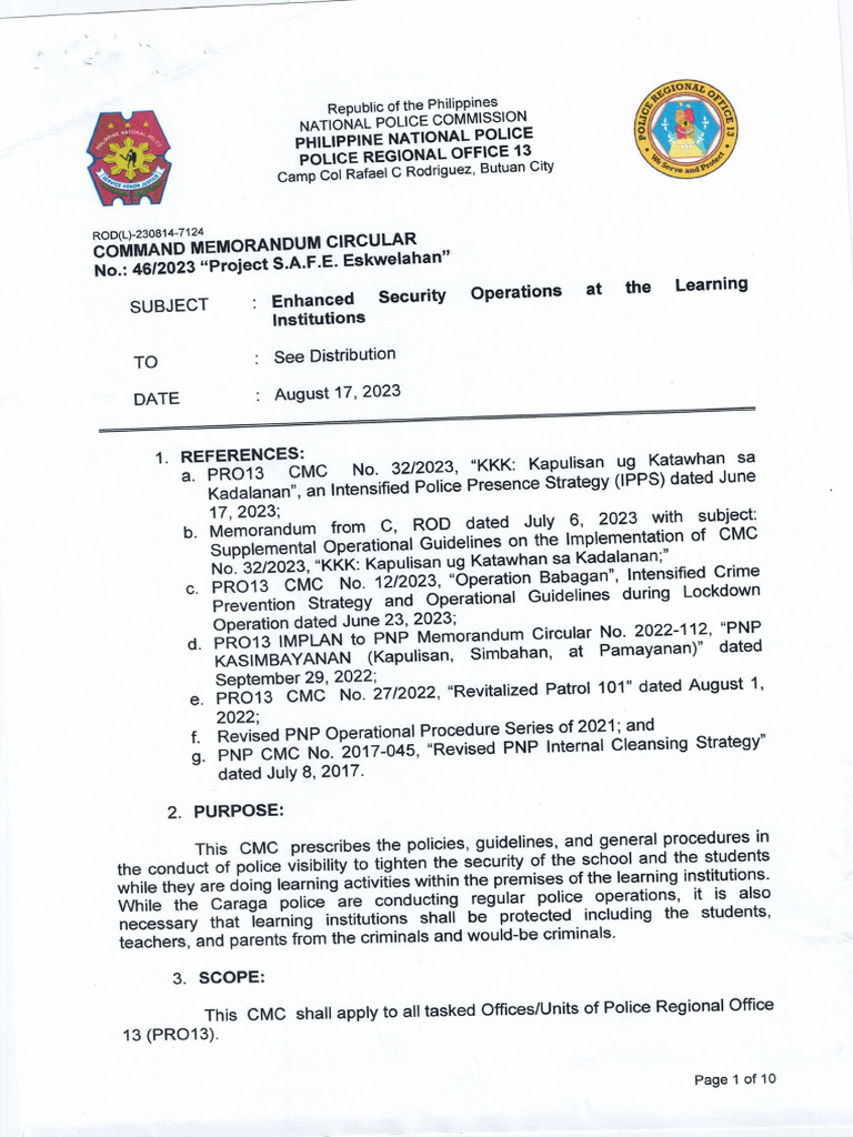 CMC No. 46/2023 PNP MEMORANDUM CIRCULAR No. 46/2023, 