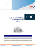 SAP HANA Upgrade Questionnaire Ver 2.0