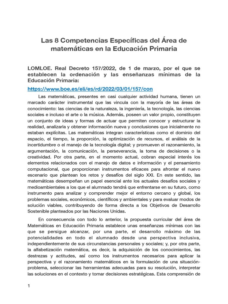 Competencias Matemáticas en Primaria LOMLOE | PDF | Geometría | Pensamiento