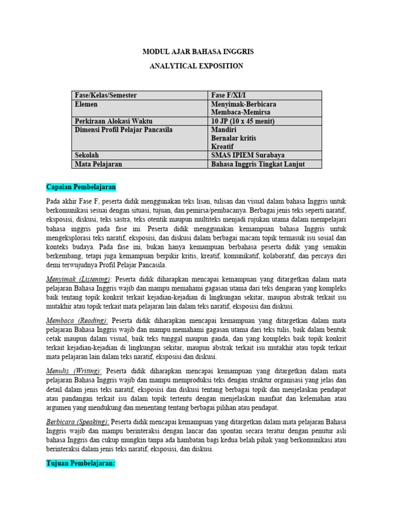 Analytical Exposition Text Definition Bahasa Indonesia