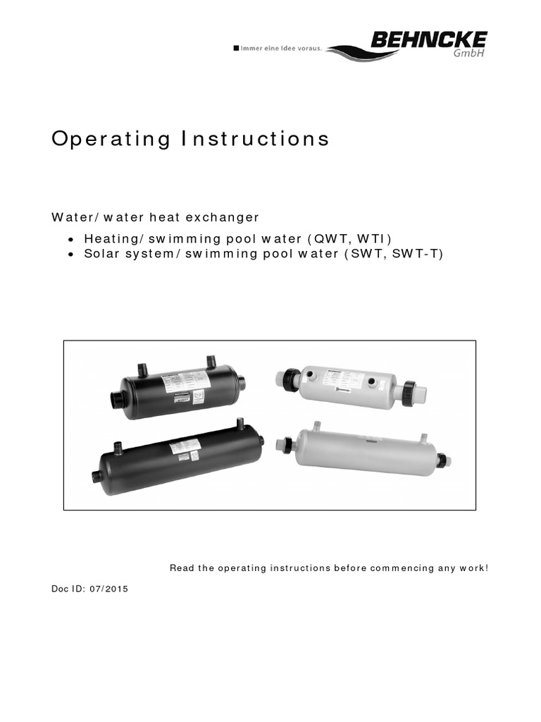 Behncke QWT Kullanım Kılavuzu EN | PDF | Water | Pipe (Fluid Conveyance)
