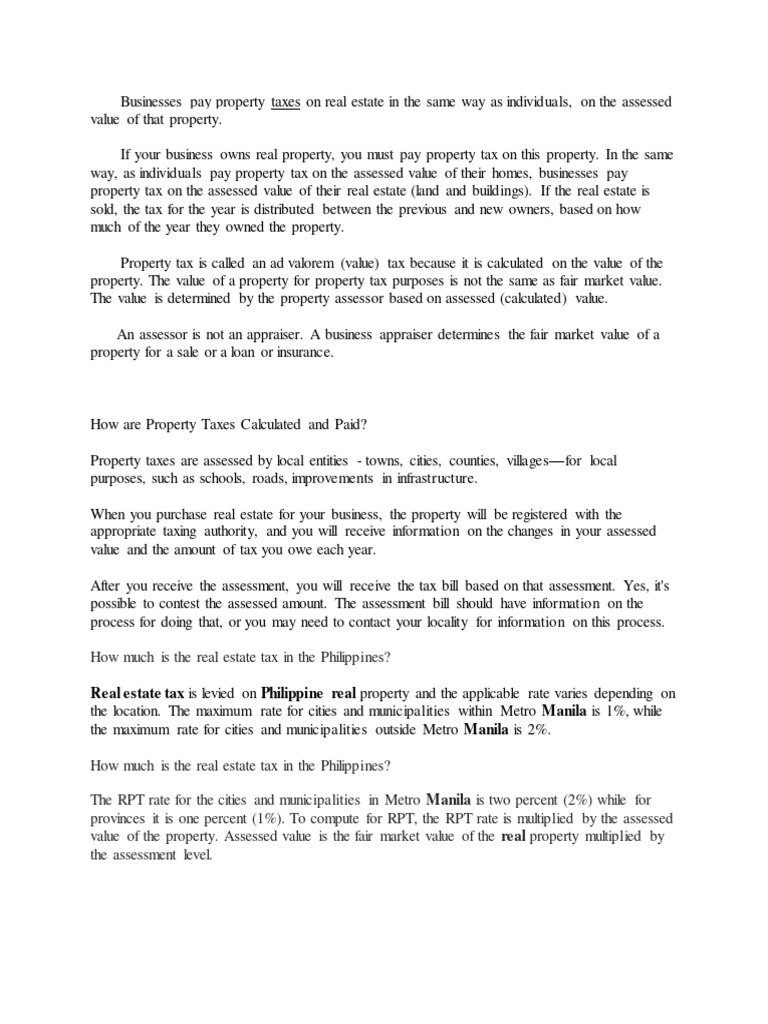 Module Businesses and Real Estate Taxes PDF Property Tax Taxes