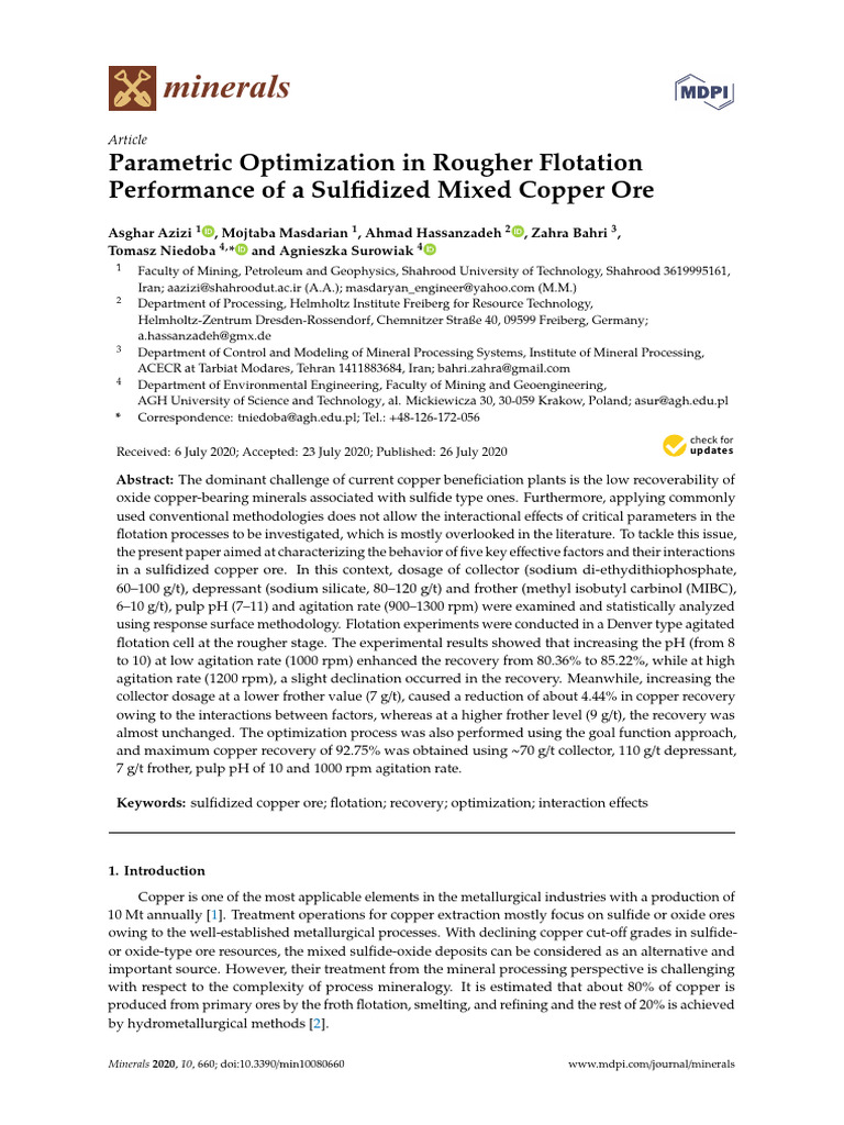 Parametric optimization in rougher flota pdf analysis of variance