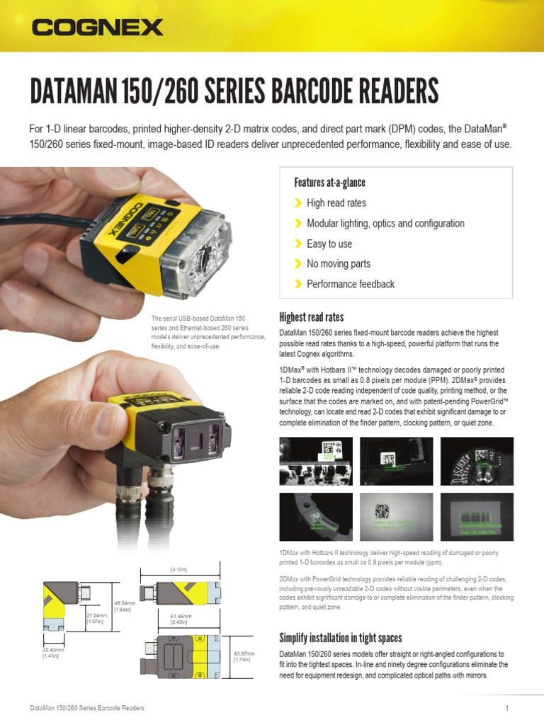 DataMan 150-260 Datasheet | PDF | Barcode | Optics