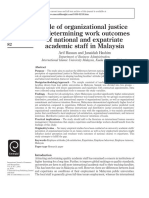 Role of Organizational Justice in Determining Work Outcomes of National and Expatriate Academic Staff in Malaysia