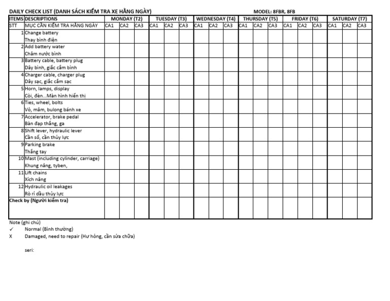 Check List Servic | PDF