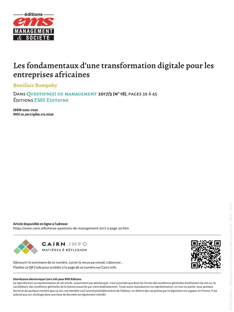 Transformation digitale en Afrique : enjeux clés | PDF | Progiciel de ...