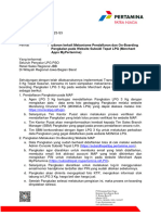 Surat Edaran Terkait Mekanisme Pendaftaran Dan On-Boarding Pangkalan Pada Website Subsidi Tepat LPG (Merchant Apps My Pertamina) No 924