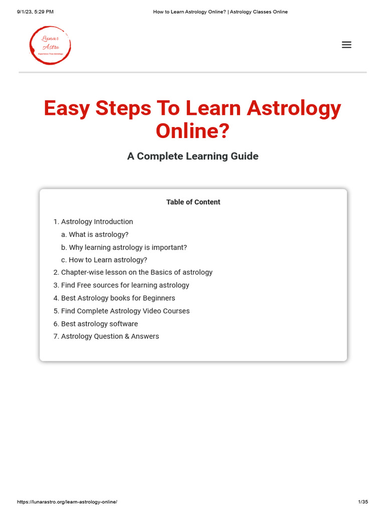 Free Online Astrology Learning Guide | PDF | Hindu Astrology | Astrology