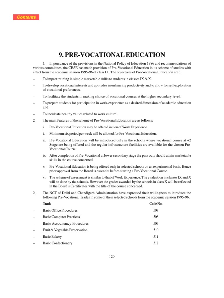 Pre Vocational | PDF | Vocational Education | Sharing