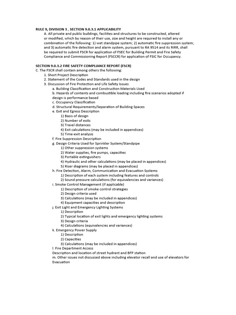 Summary Fire Code of The Phil PDF Door Stairs