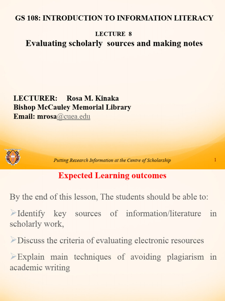 GS 108 Lecture Eight | PDF | Libraries | Academic Journal