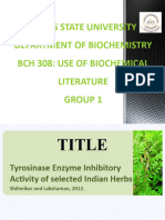 Tyrosinase Enzyme Inhibitory Activity of Selected Indian Herbs