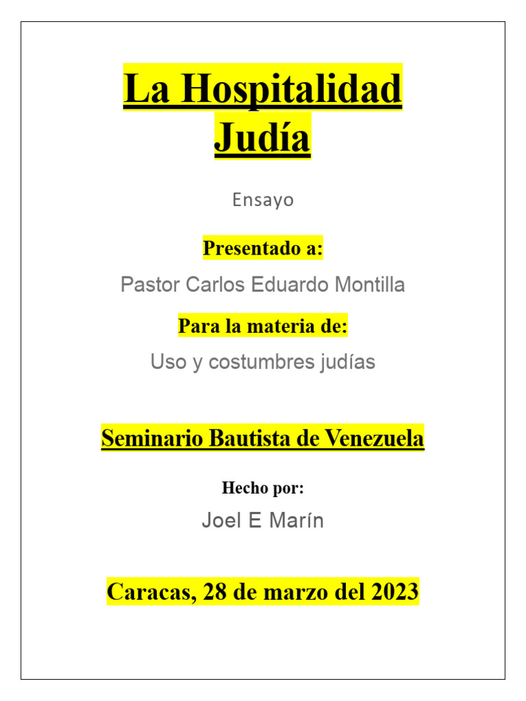 Hospitalidad en la Cultura Judía | PDF