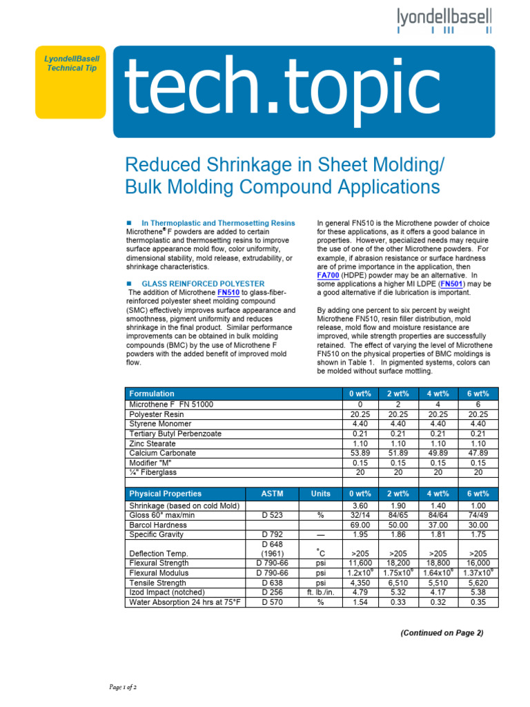 Tech Topic Reduced Shrinkage in Molding Compound Applications | PDF ...