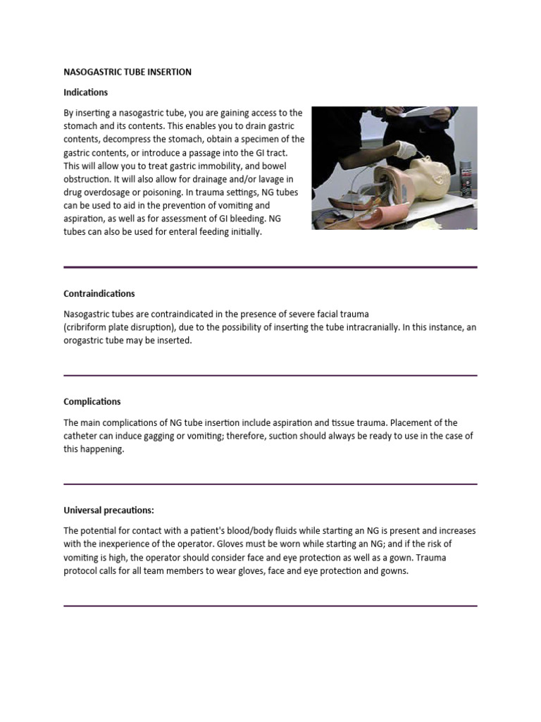 Nasogastric Tube Insertion | PDF | Medicine | Gastroenterology