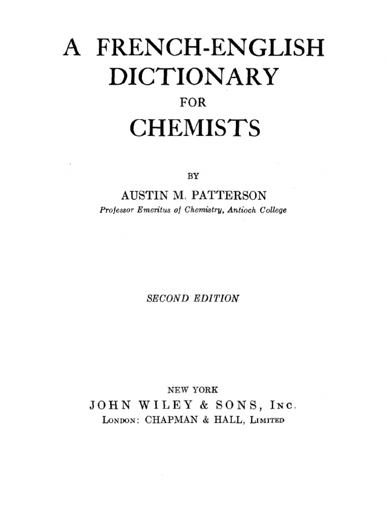 French English Dictionary For Chemists PDF Acetate Grammatical Gender