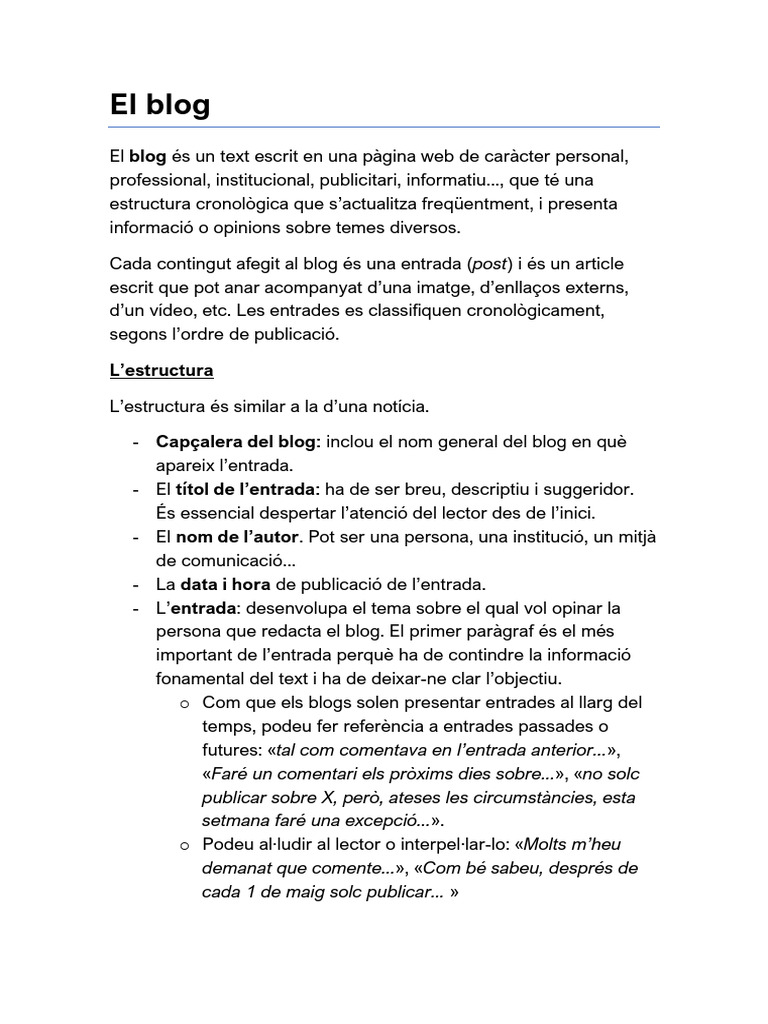 El Blog: L'estructura | PDF