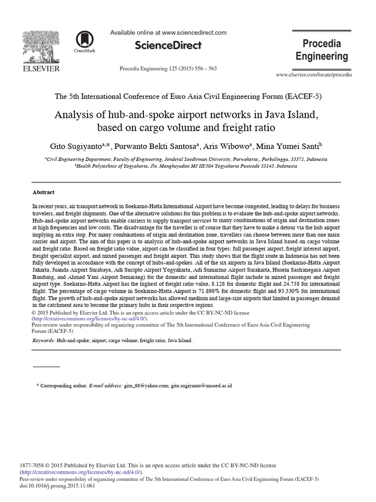 Analysis of hub and spoke airport networks in java island 2015