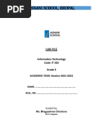 Front and Index Page For Lab File For Grade 10