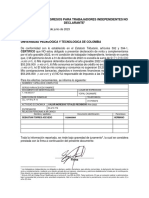 Certificado de Ingresos para Trabajadores Independientes No Declarante
