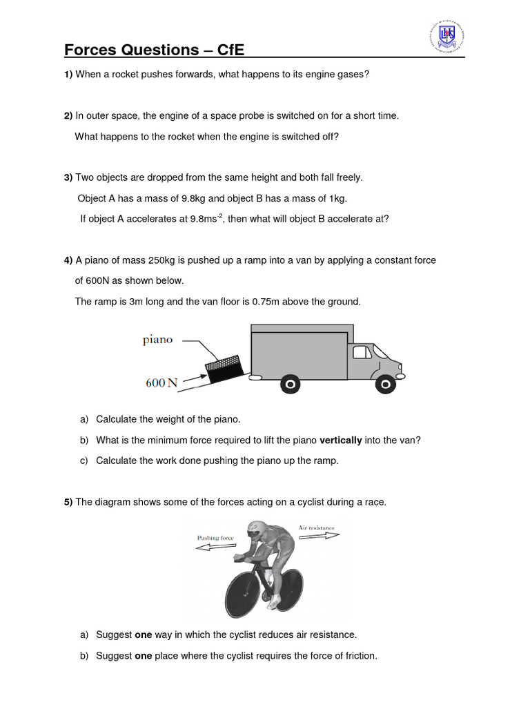 Forces and Motion: Key Questions | PDF | Force | Mass