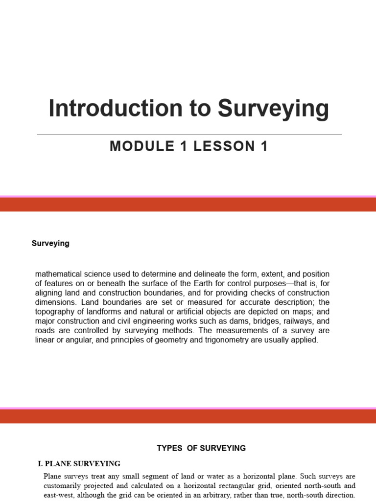 Module 1 Lesson 1 | PDF | Surveying | Topography