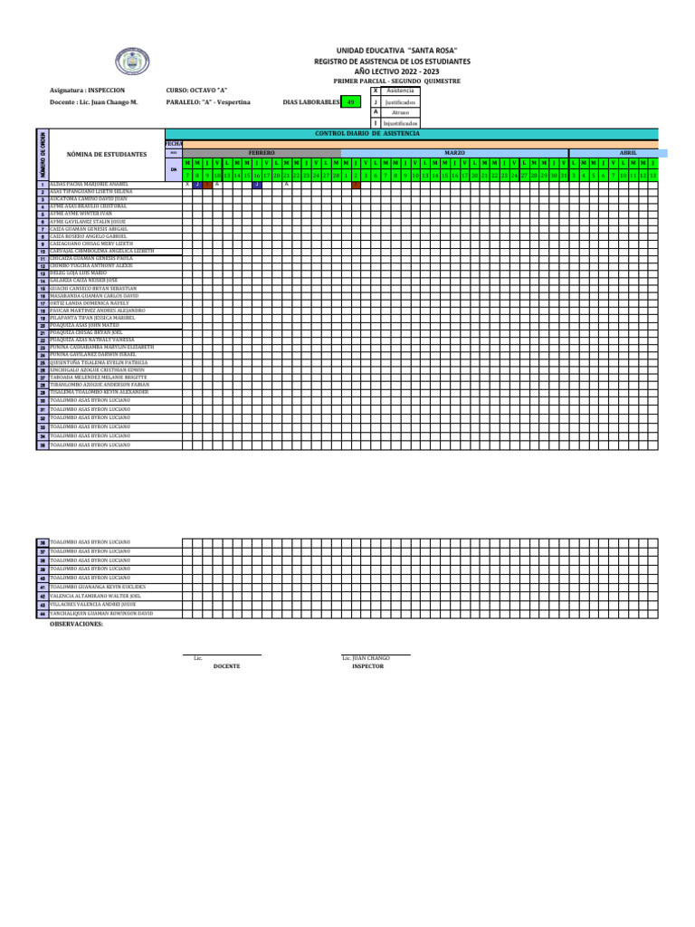 Control Asistencia Docentes Pdf
