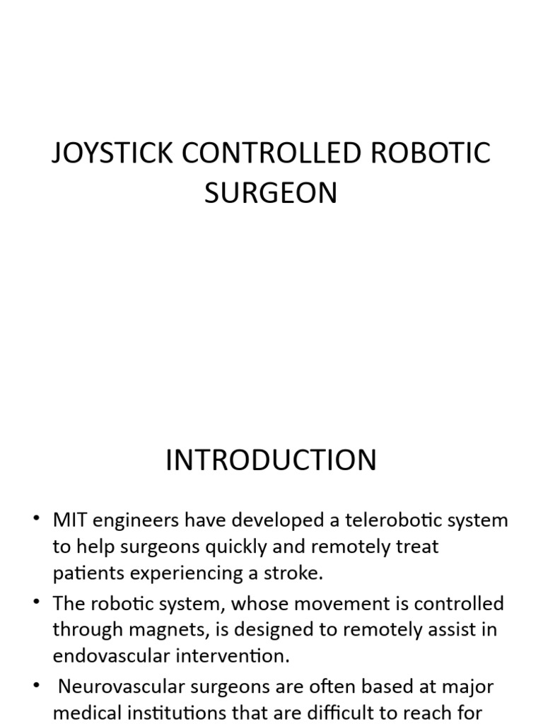Joystick Controlled Robotic Surgeon PDF