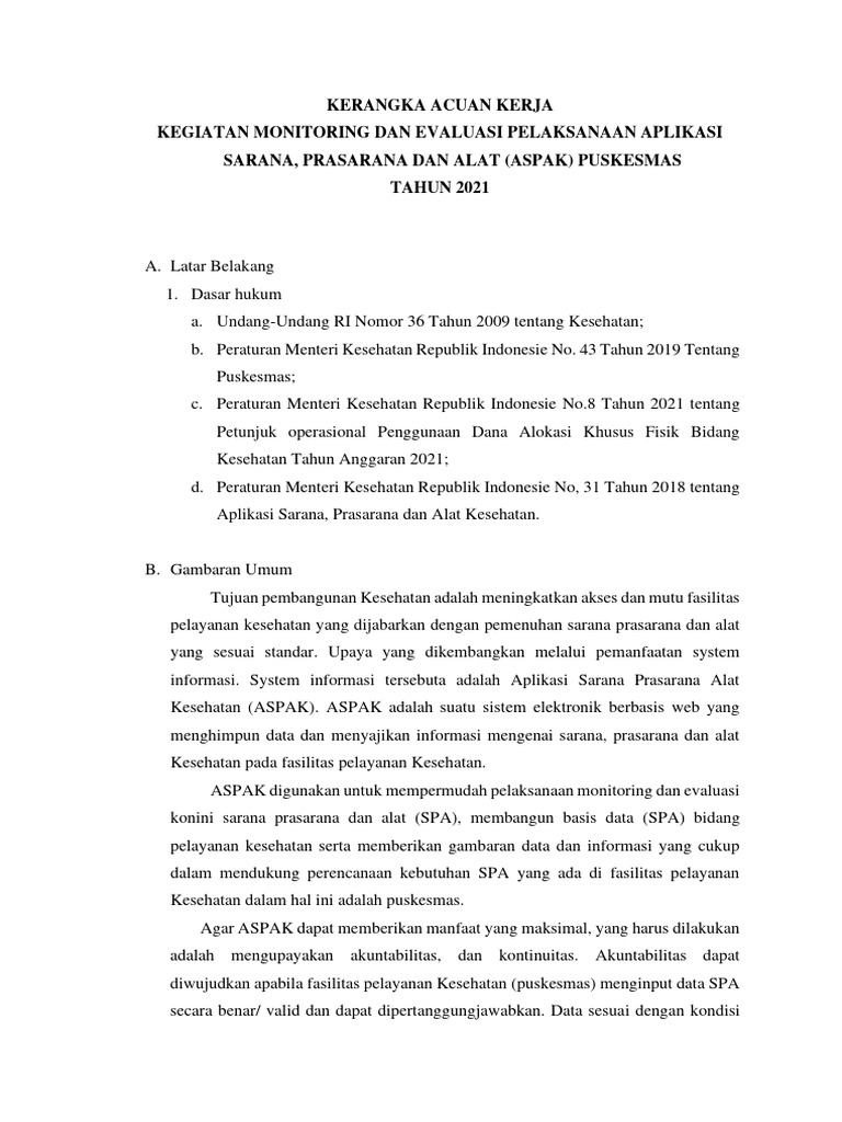 Monitoring dan Evaluasi ASPAK Puskesmas 2021 | PDF | Bisnis