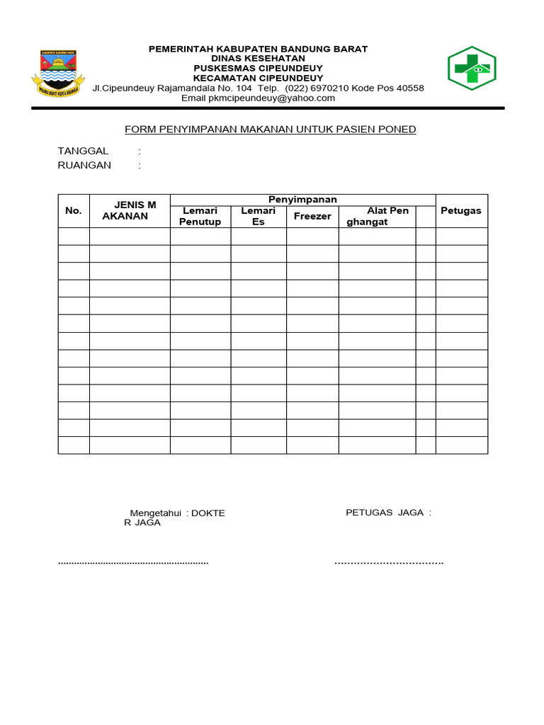 Form Penyimpanan Makanan Pdf