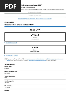 Vehicle Tax and MOT Status Results - Check if a Vehicle is Taxed and Has an MOT - GOV.uk