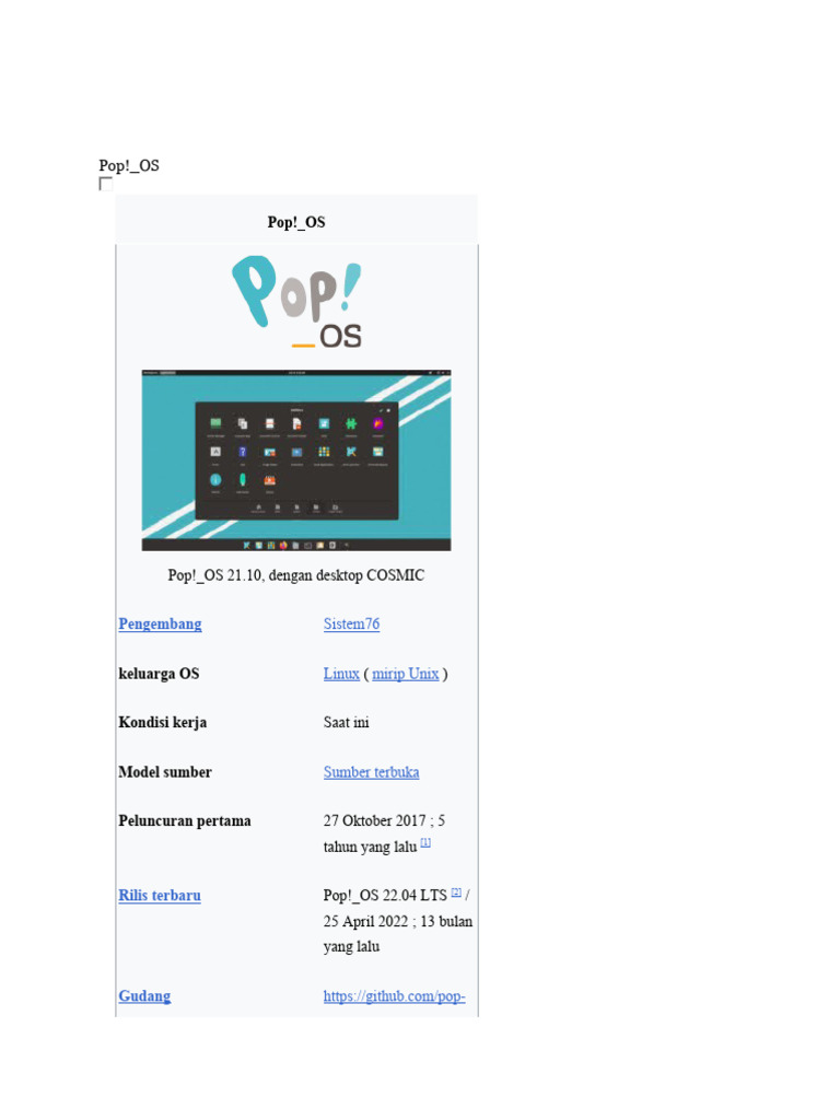 Spesifikasi dan Fitur Pop!_OS 22.04 | PDF | Teknologi & Rekayasa