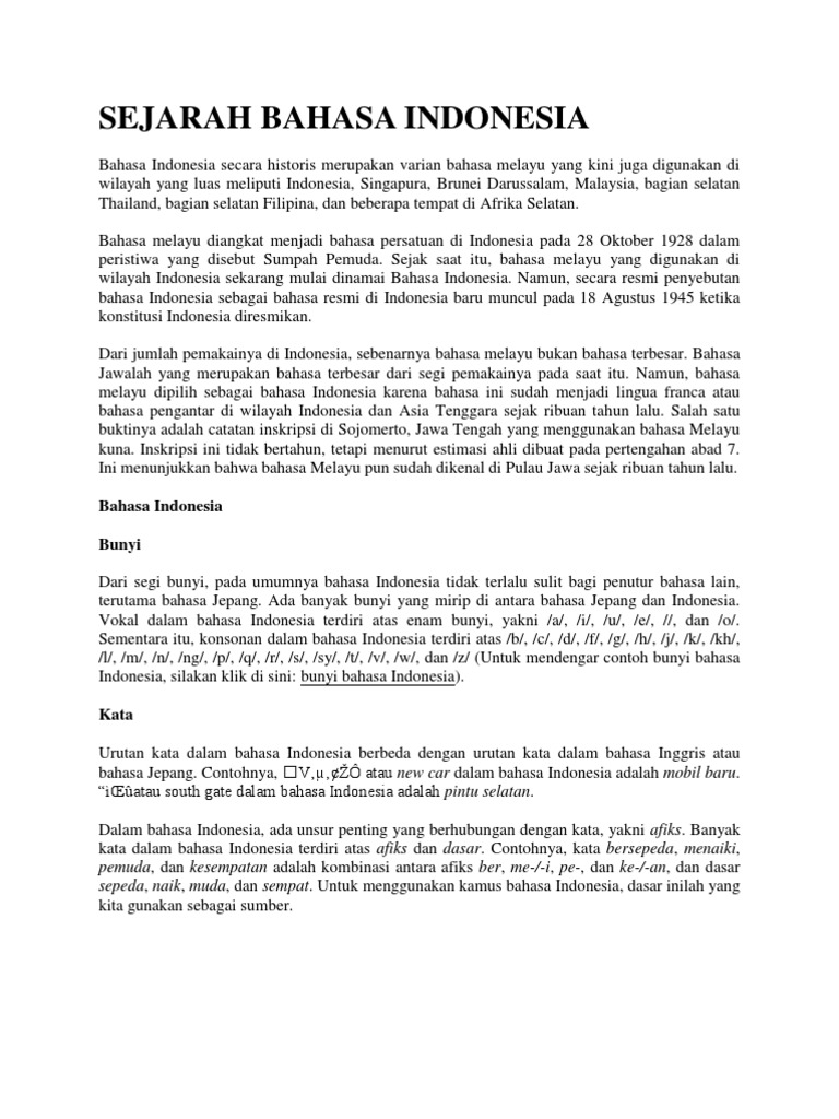 Sejarah Bahasa Indonesia Pdf