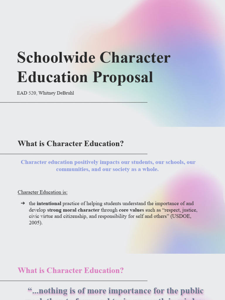 Character Education Program Proposal | PDF | Leadership | Cognition