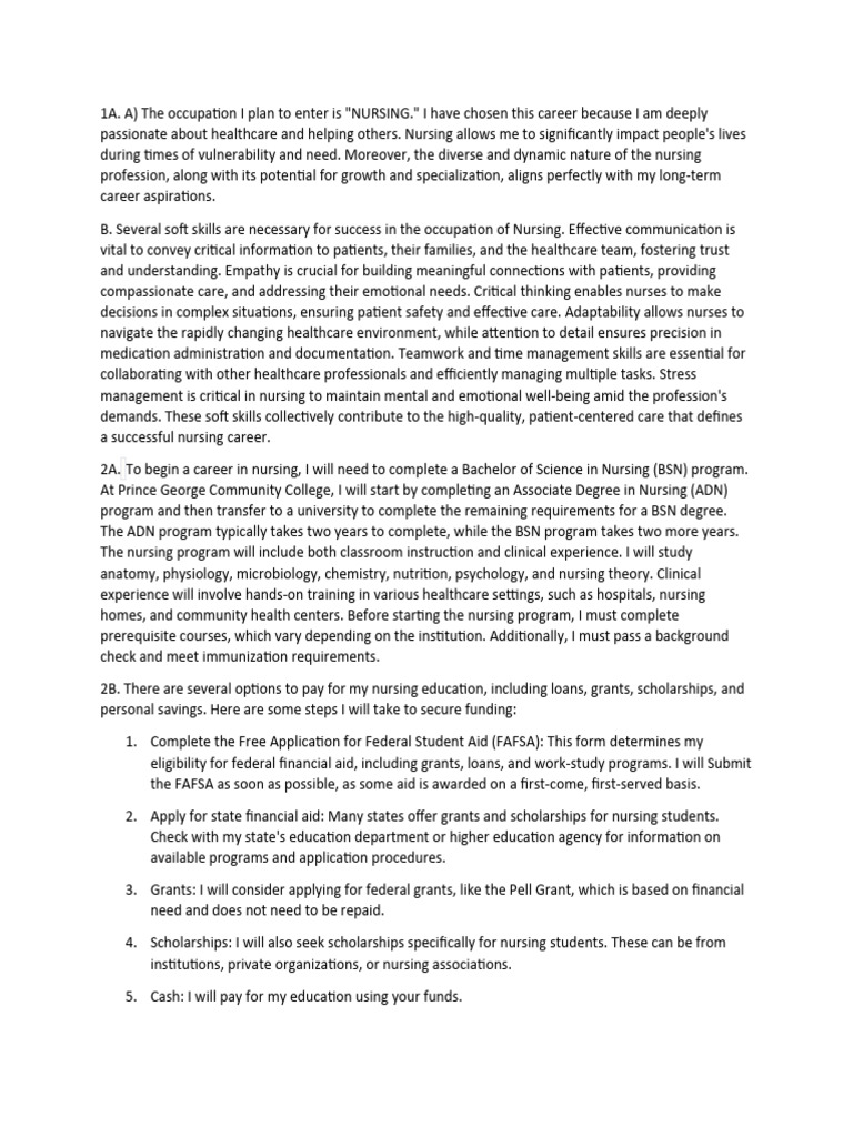 Career Research Project Pdf Nursing Health Care
